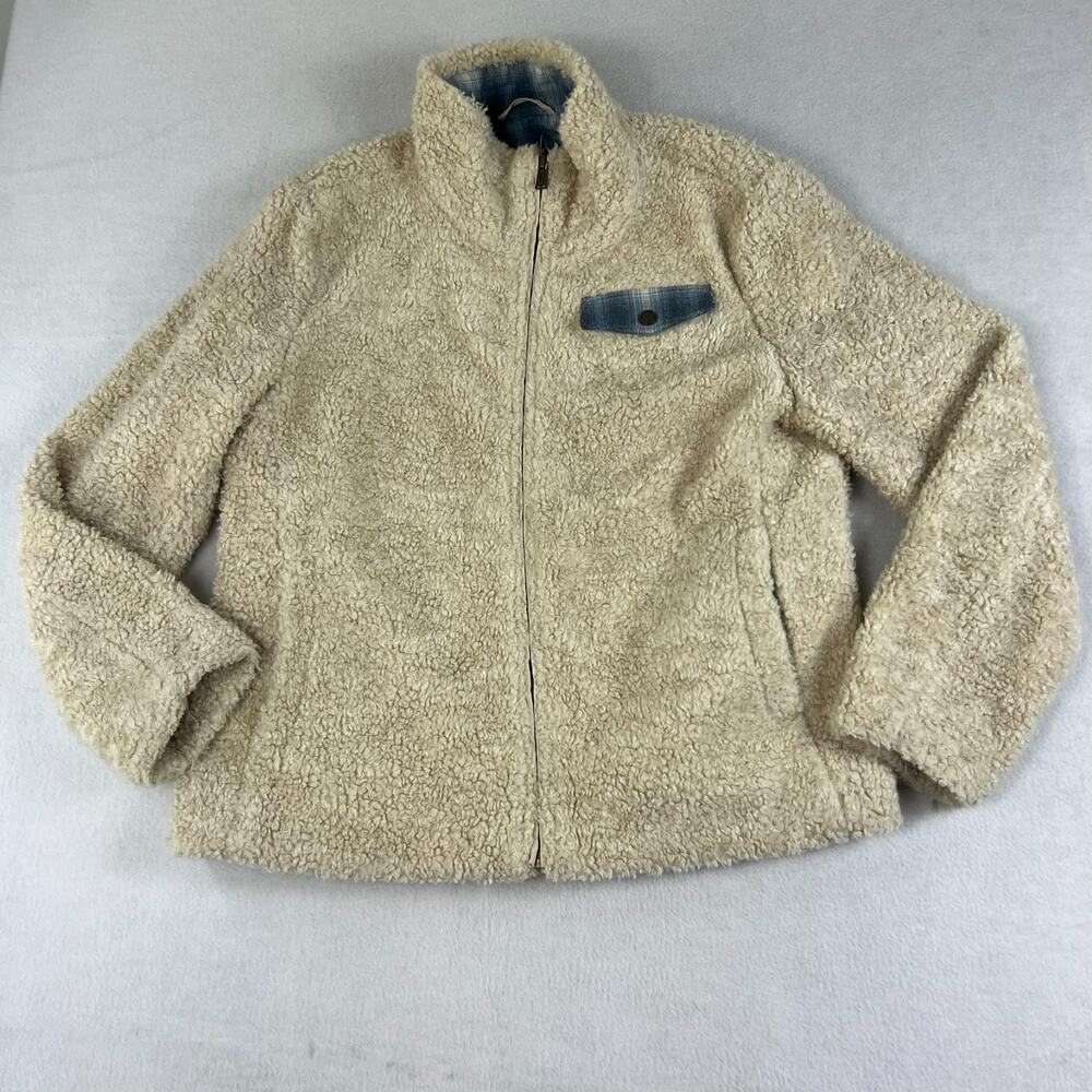 Pendleton Fleece Sherpa Jacket Women's XL Tan Acrylic Plaid Detail